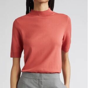 Lafayette 148 New York Mock neck knit sweater Crewneck Short Sleeve